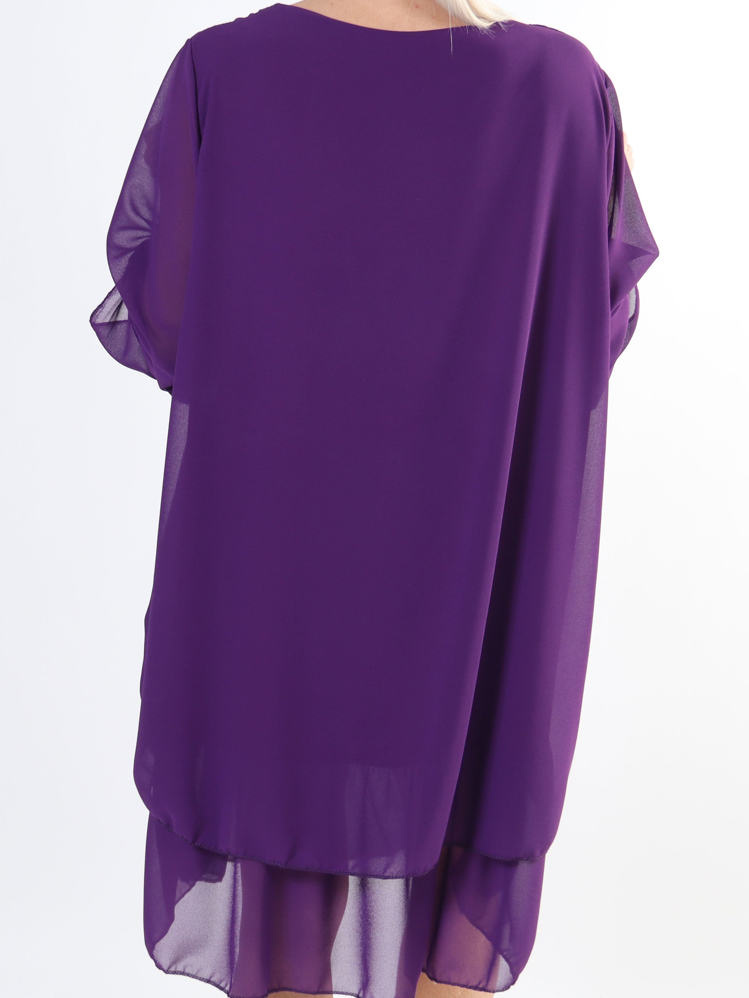 Jill - Chiffon tunikakjole med viskose underkjole